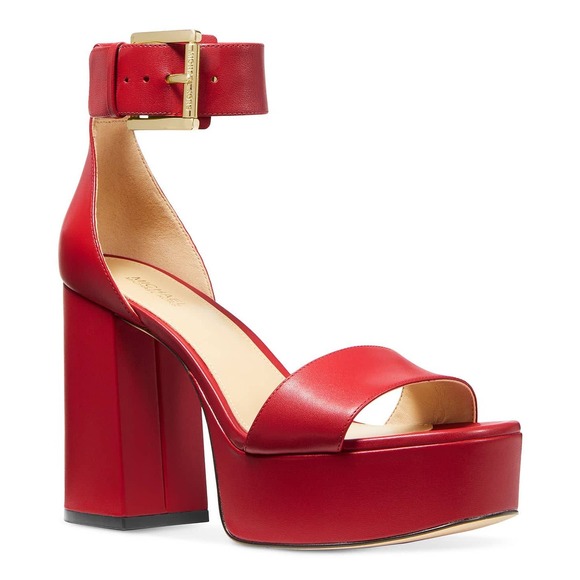 MICHAEL Michael Kors Shoes - NEW Michael Michael Kors Tara Platform Dress Sandals 8 Red Block Heel Open Toe
